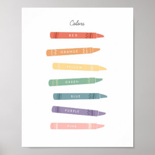 Colors Chart Illustration Classroom Montessori Art Poster