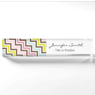 Colors Diagonal Zigzag Zickzack Muster Namensplakette
