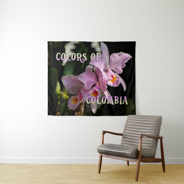 Colors of Colombia Cattleya Orchid Wall Tapestry Wandteppich (Beispiel (Horizontal))