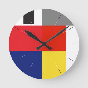 COLORS ROUND   red, yellow, blue, black, abstract Runde Wanduhr