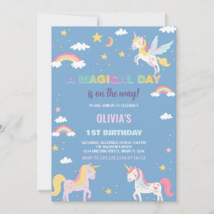 Colors Unicorns Geburtstagseinladungen Einladung