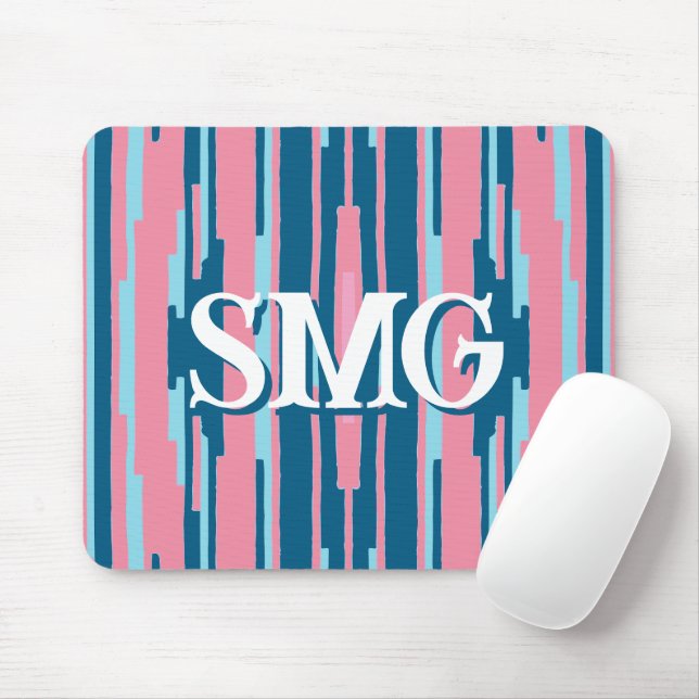 Colorstack Ikat in Pink + Aqua Personalized Mousepad (Mit Mouse)