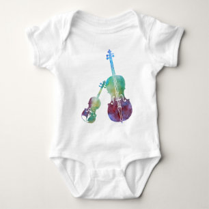 Colorwashed Violine und Cello Baby Strampler