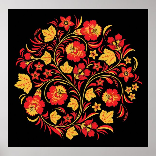 Colossal Print Russuan Folk Art Khokhloma Poster (Vorne)