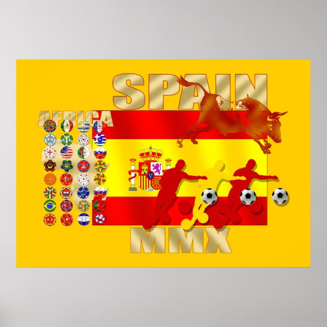 Colossal Spanischen Fußball Futbol Toro Flag Poste Poster (Vorne)