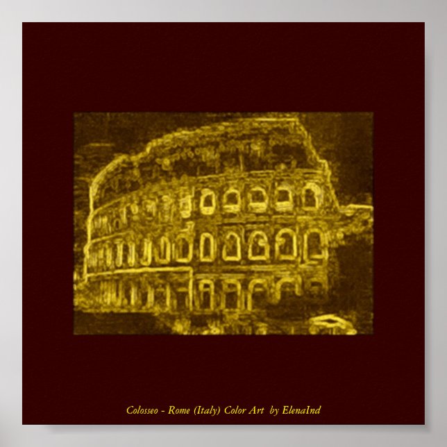Colosseo Neon Color Art Poster (Vorne)