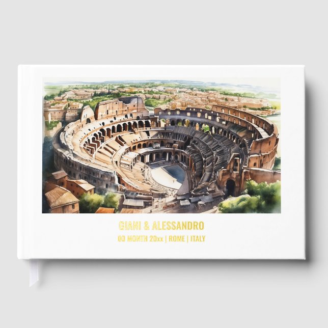 Colosseum Aquarell Rom Hochzeitsziel DIY Gästebuch (Vorderseite)