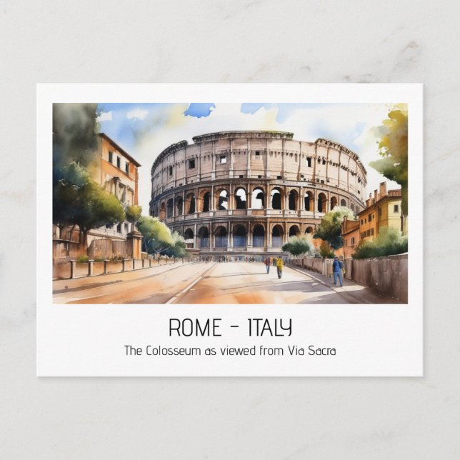 Colosseum Aquarell Via Sacra Rom Postkarte (Vorderseite)
