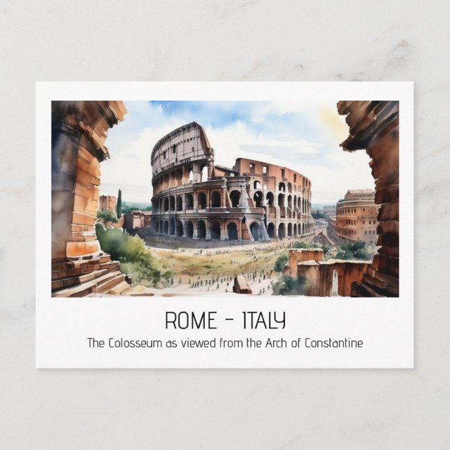 Colosseum Aquarellbogen Constantine Rom Curio Postkarte (Vorderseite)