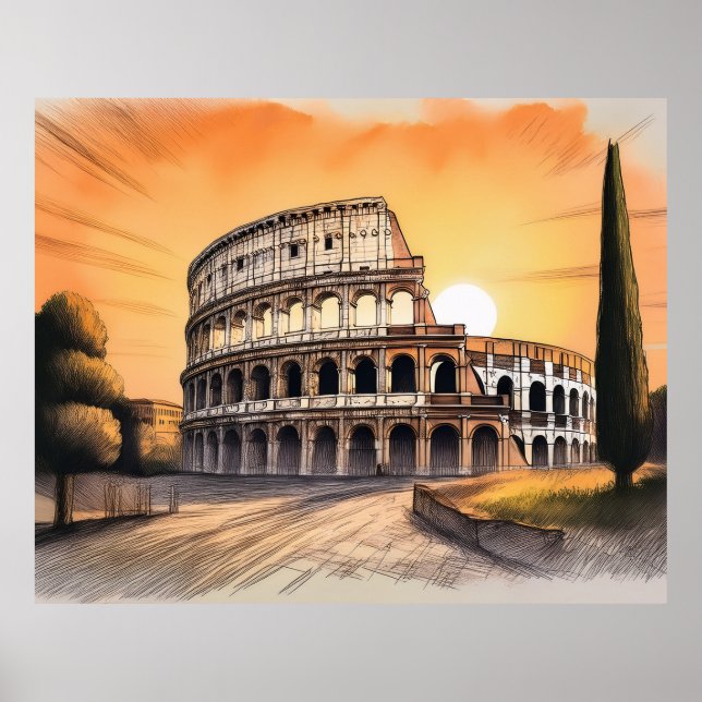 Colosseum in rome italy at sunset  poster (Vorne)