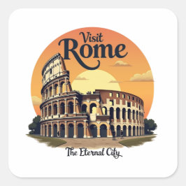 Colosseum Rome Vintage Travel Design Quadratischer Aufkleber