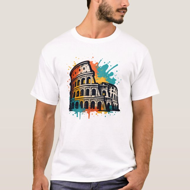 Colosseum Street Art - Colorful Rome Sehenswürdigk T-Shirt (Vorderseite)