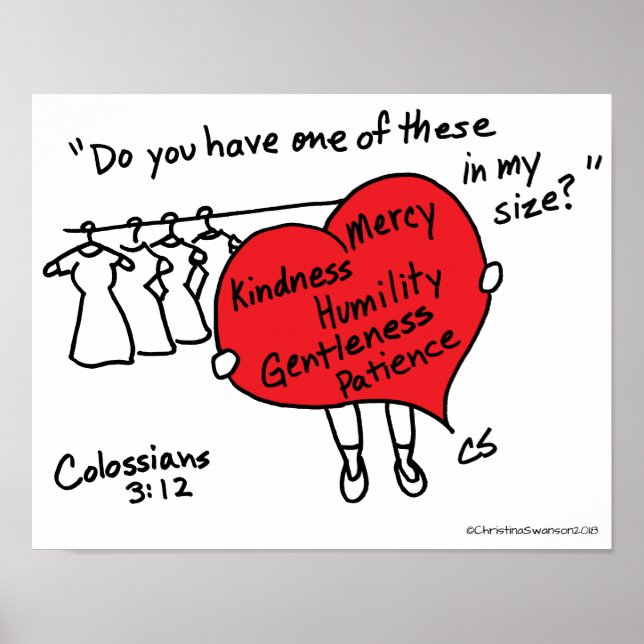 Colossians 3:12 Red Heart Poster (Vorne)