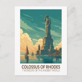Colossus of Rhodes Seven Wonders of the World Art Postkarte