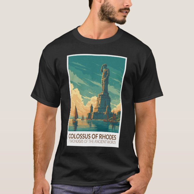 Colossus of Rhodes Seven Wonders of the World Art T-Shirt (Vorderseite)