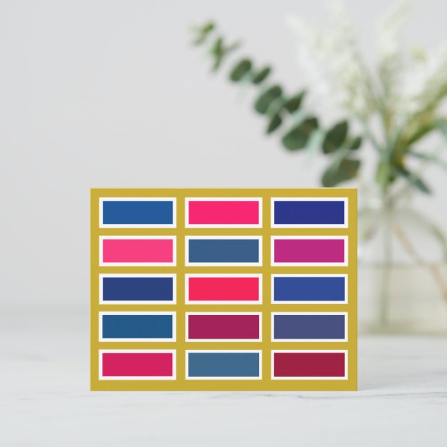 Colour Bricks (blue/pink) Postkarte (Stehend Vorderseite)