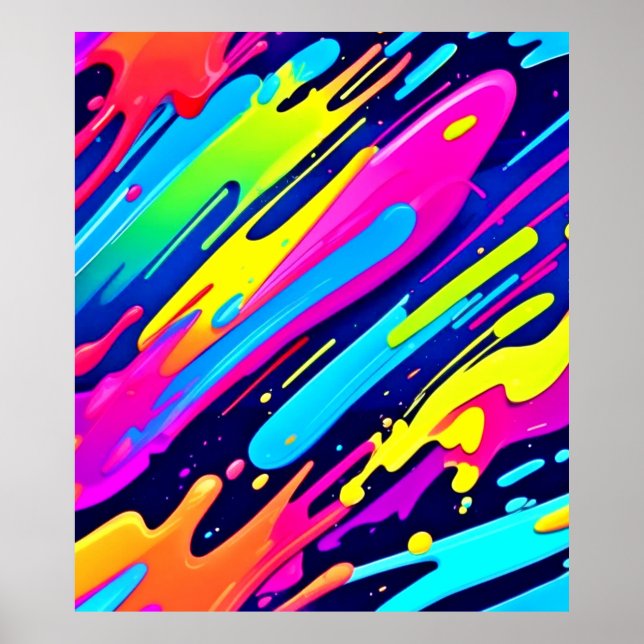 Colour Burst: Abstrakter Fluss Poster (Vorne)