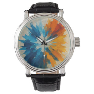 Colour Burst Clock - Abstraktes Kunstwerk Armbanduhr