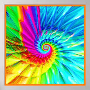 Colour Burst Spiral Muster Kunst Poster