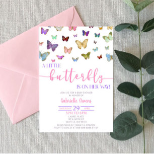 Colour Butterfly Themed Girl Babydusche Einladung