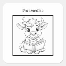 Colour Cow Reading a Book Personalisiert