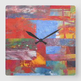 Colour Grid Multicoloured abstract Quadratische Wanduhr