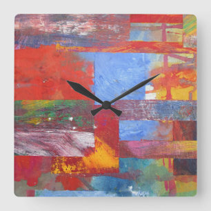 Colour Grid Multicoloured abstract Quadratische Wanduhr