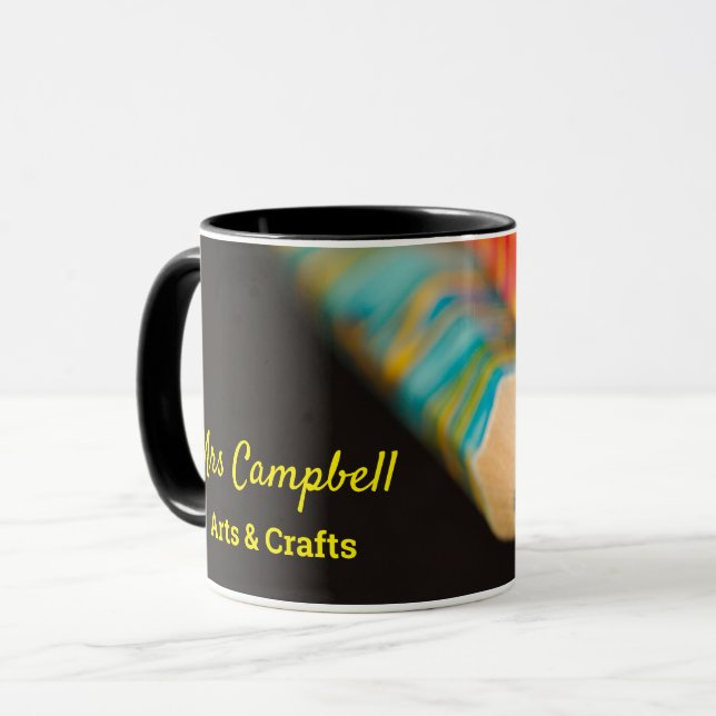 Colour Pencies Art & Craft Lehrer Name & Thema Tasse (Vorderseite Links)