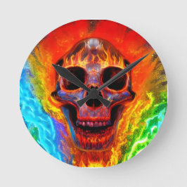 Colour Skull Runde Wanduhr