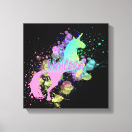 Colour Splash Fantasy Rainbow Unicorn Leinwanddruck