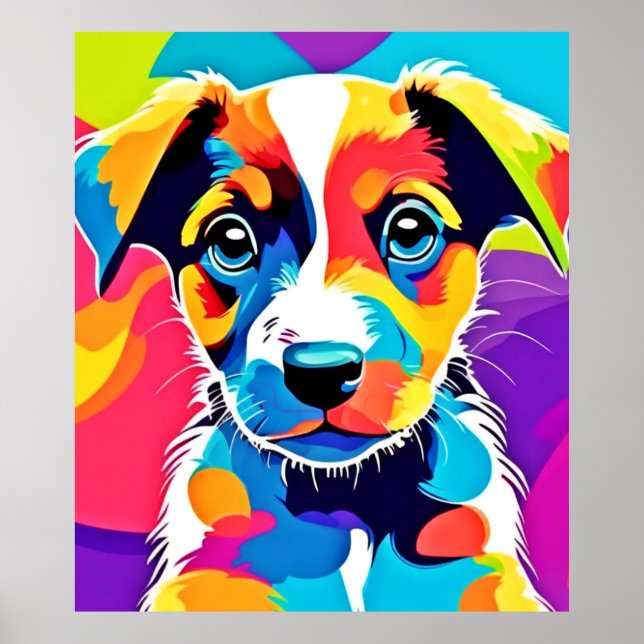 Colour Splash Groovy Canine Dog Poster (Vorne)