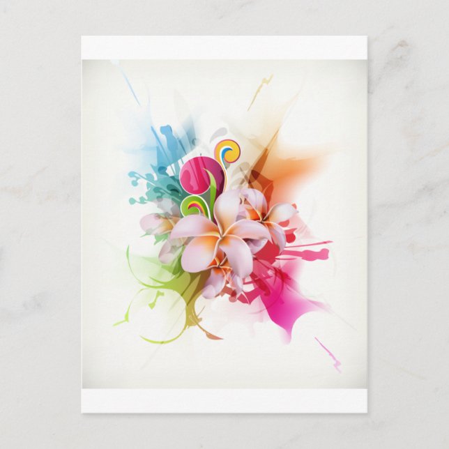 Colour Splash Plumeria Hawaiian Blume Postkarte (Vorderseite)