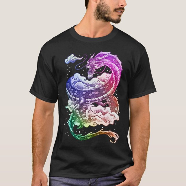 Coloured Japanese tradition dragon T-Shirt (Vorderseite)
