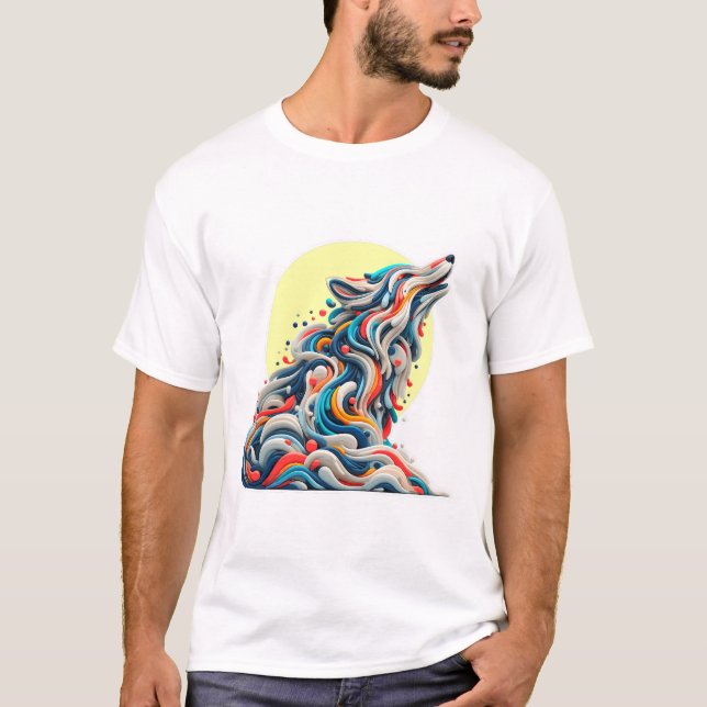 Colourful Abstract Wolf - Modern Art T-Shirt (Vorderseite)