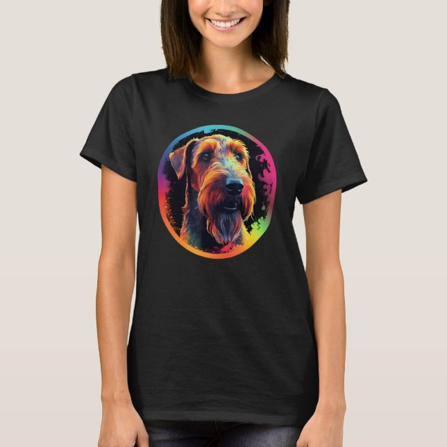 Colourful Airedale Terrier Dog Dad Mom Graffity T-Shirt (Vorderseite)