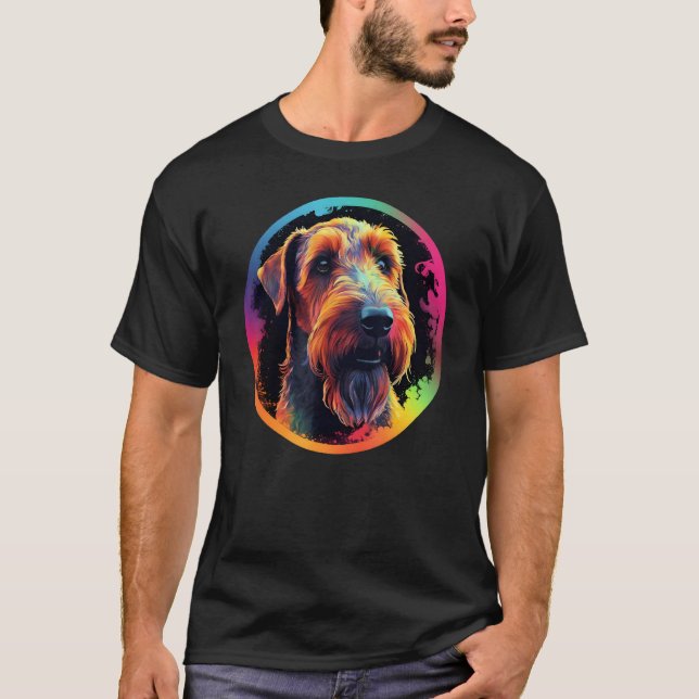 Colourful Airedale Terrier Dog Dad Mom Graffity T-Shirt (Vorderseite)
