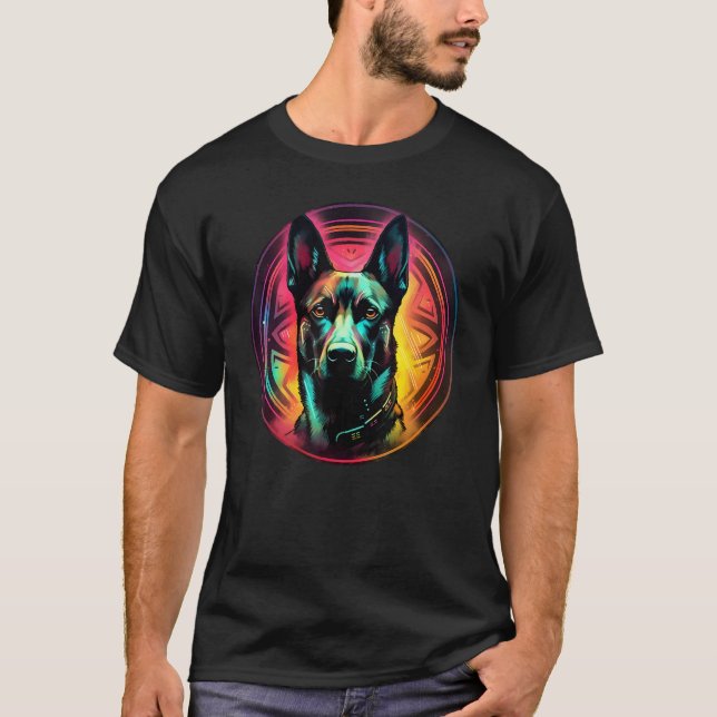 Colourful Belgian Malinois Dog Dad Mom Graffity T-Shirt (Vorderseite)