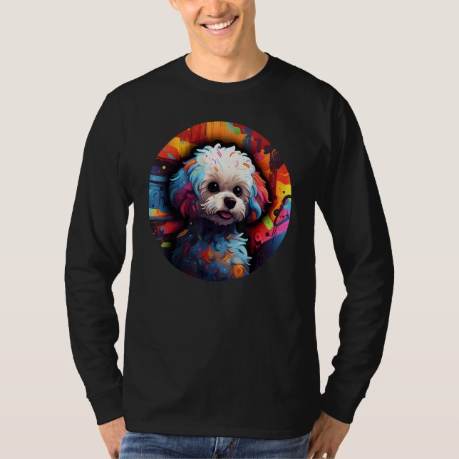 Colourful Bichon Frise Dog Dad Mom Graffity 1 T-Shirt (Vorderseite)