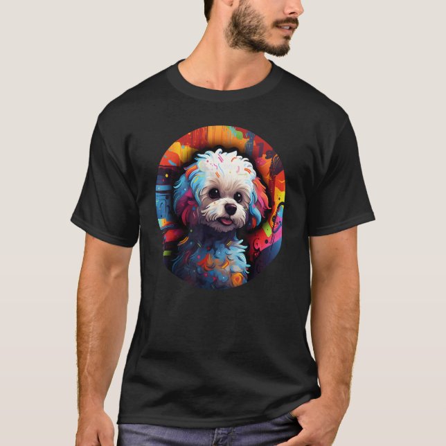 Colourful Bichon Frise Dog Dad Mom Graffity 1 T-Shirt (Vorderseite)