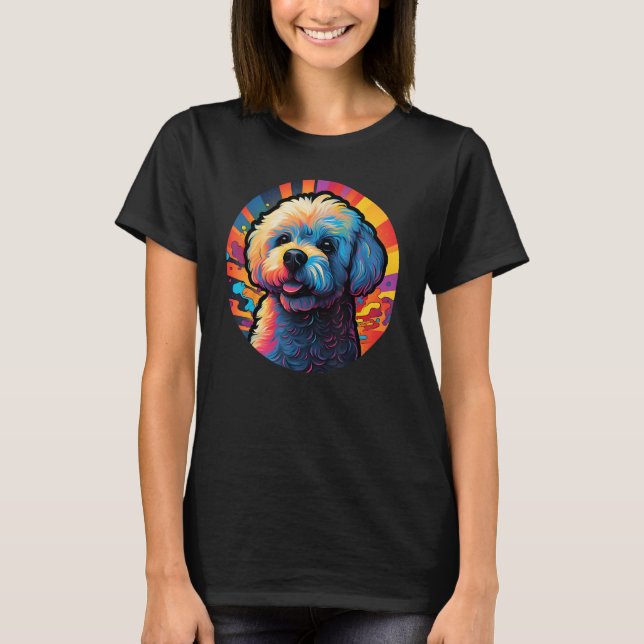 Colourful Bichon Frise Dog Dad Mom Graffity T-Shirt (Vorderseite)