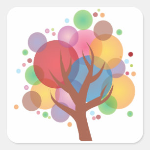 Colourful Bubble Tree Quadratischer Aufkleber