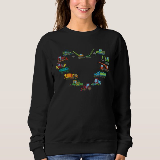 Colourful Construction Vehicles Heart Children  Id Sweatshirt (Vorderseite)