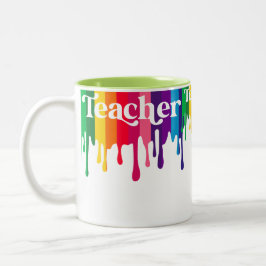 Colourful Crayon Drip Teacher Mug Zweifarbige Tasse