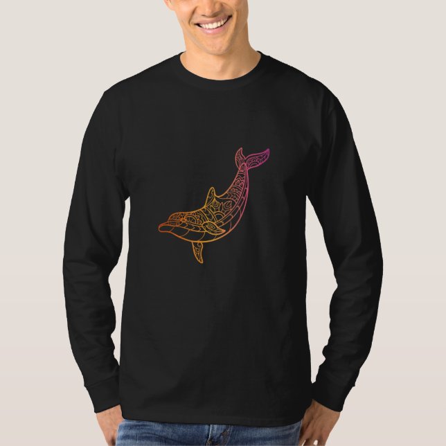 Colourful dolphin  beautiful mandala animal Caribb T-Shirt (Vorderseite)