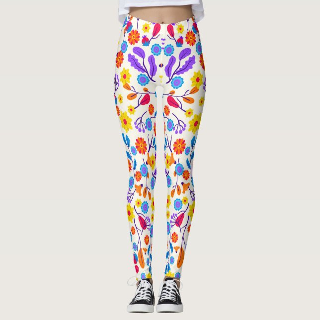 Colourful Exotic Floral Pattern-23146 Leggings (Vorderseite)