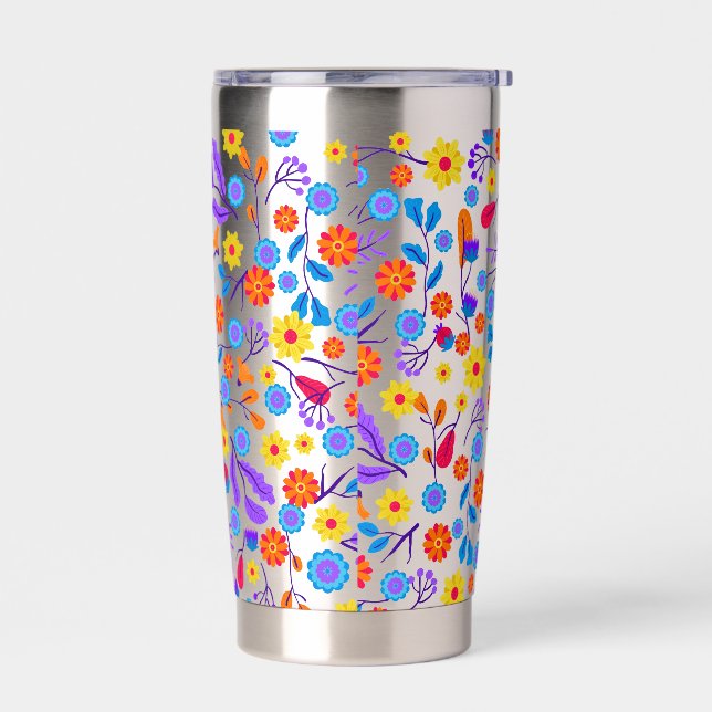 Colourful Exotic Floral Pattern-23165 Thermobecher (Links)