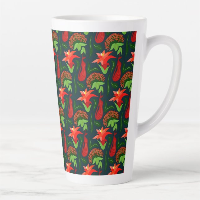 Colourful Exotic Flowers Leaves Pattern-23187 Milchtasse (Rechts)
