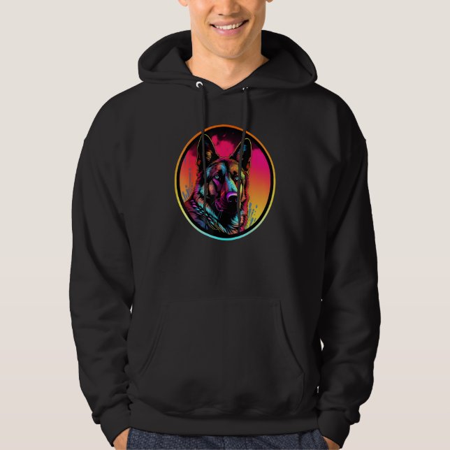 Colourful German Shepherd Dog Dad Mom Graffity Hoodie (Vorderseite)