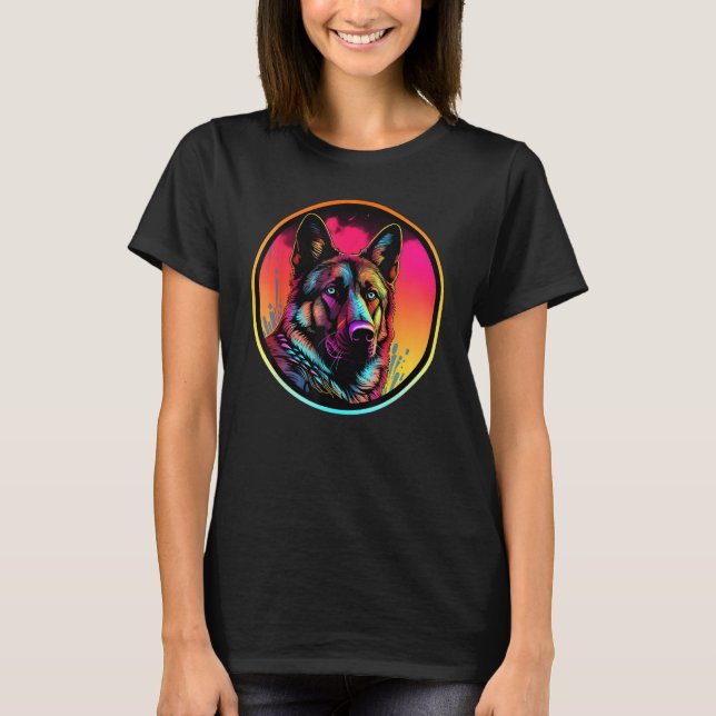 Colourful German Shepherd Dog Dad Mom Graffity T-Shirt (Vorderseite)