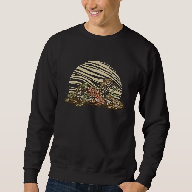 Colourful Iguana Motif with Reptiles for Men Women Sweatshirt (Vorderseite)